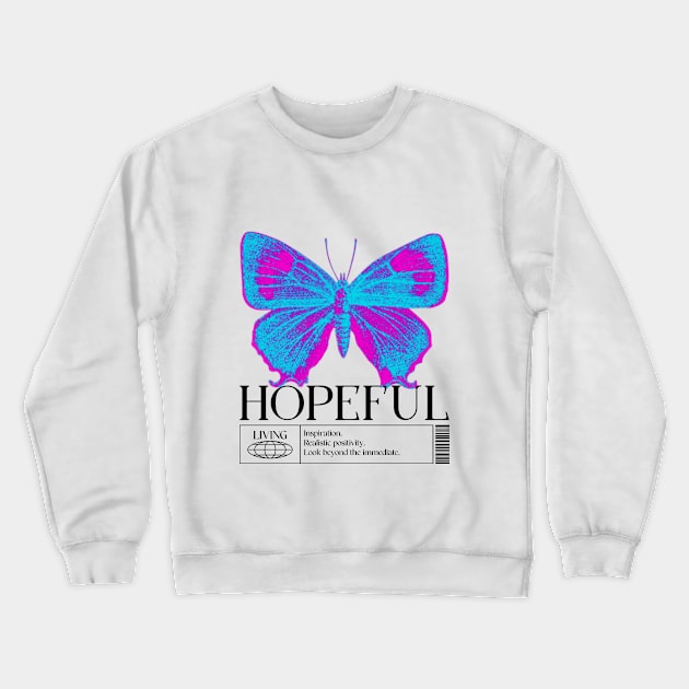 Retro Hopeful Living Mental Health Crewneck Sweatshirt by Nova Tee